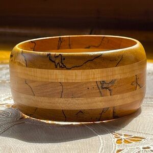 Vintage wooden bangle bracelet handmade boho